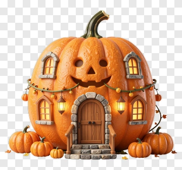 Pumpkin House With Lanterns PNG