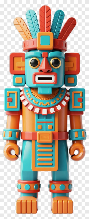 Aztec-Inspired Ceremonial Deity Figurine PNG