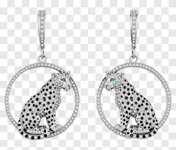 Leopard Earrings With Diamond Accents PNG