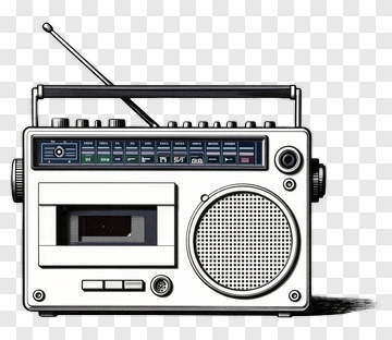 Vintage Portable Radio With Cassette Player PNG