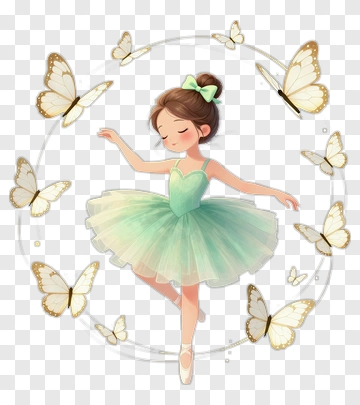 Ballerina Dancing With Butterflies PNG