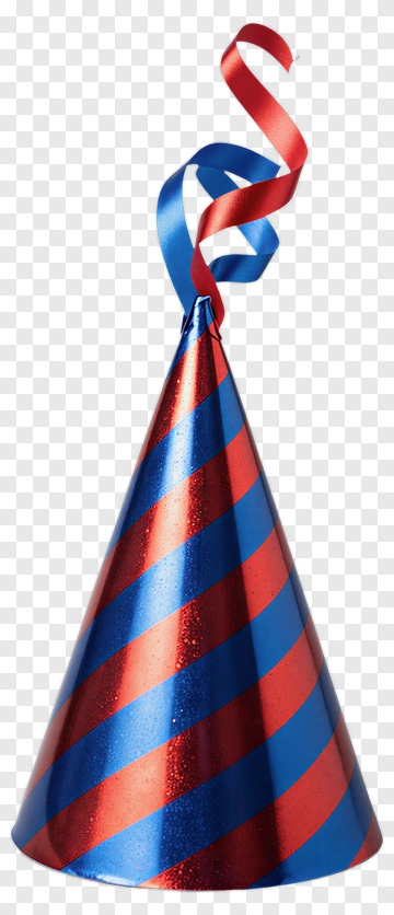 Red And Blue Party Hat With Ribbon PNG