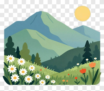 Mountain Flowers In A Meadow PNG