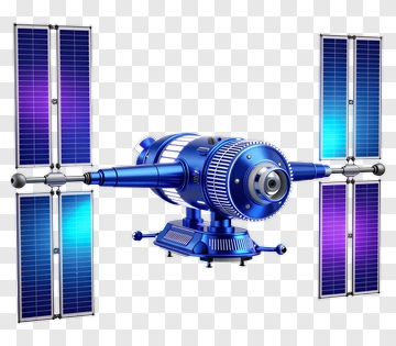 Blue Space Station With Solar Panels PNG