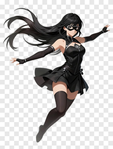 Female Superhero In Black Costume PNG