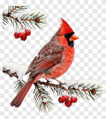 Northern Cardinal On Snowy Branch PNG