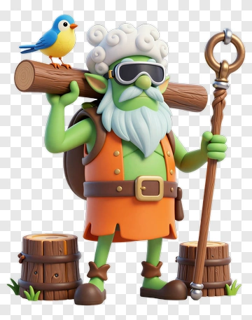 Goblin Woodcutter With Bird PNG