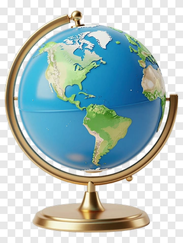 Globe With Gold Stand PNG