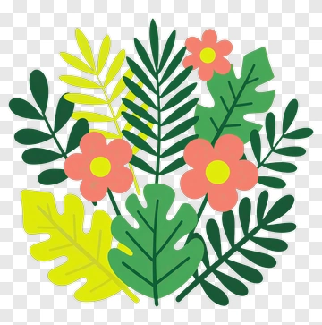 Floral Bouquet With Pink Flowers And Green Leaves PNG