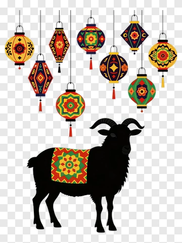 Goat With Festive Lanterns PNG