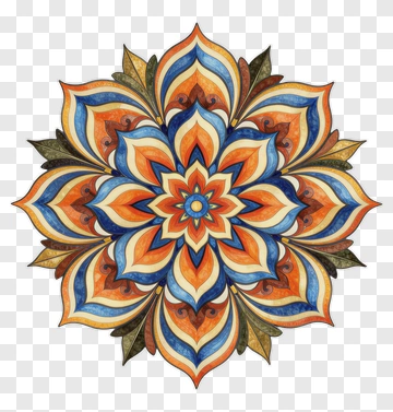 Colorful Mandala Flower Pattern PNG