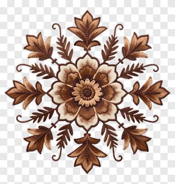Embroidered Flower With Leaf Pattern PNG