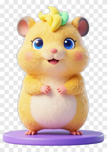 Adorable Cartoon Hamster With Colorful Hair PNG