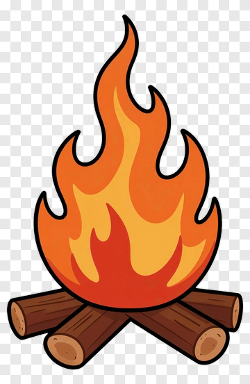 Campfire With Flames And Logs PNG