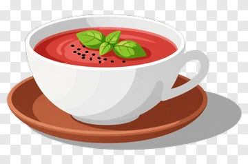 Tomato Soup With Basil Garnish PNG