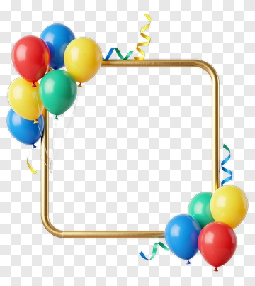 Colorful Balloons And Gold Frame PNG
