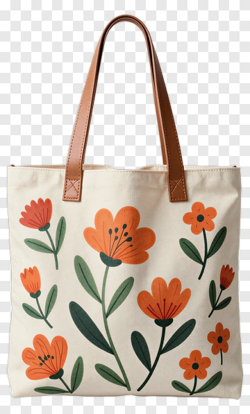 Orange Flower Tote Bag PNG