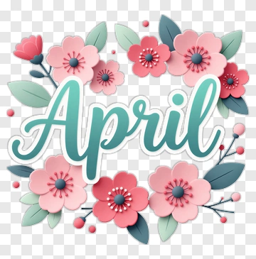 April Flower Design PNG