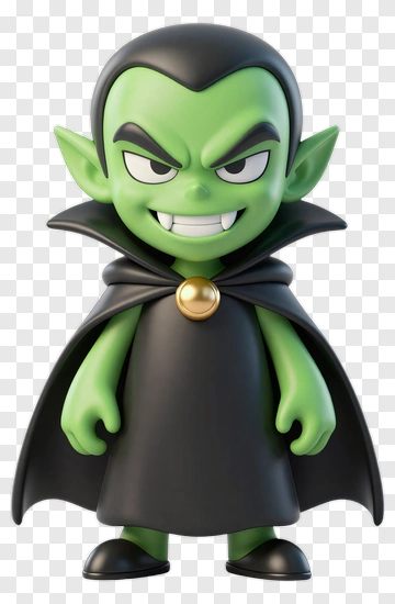 Playful Green Vampire Figurine PNG