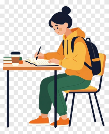 Student Studying At Desk PNG