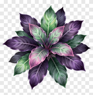 Vibrant Leaf Plant With Purple And Pink Accents PNG