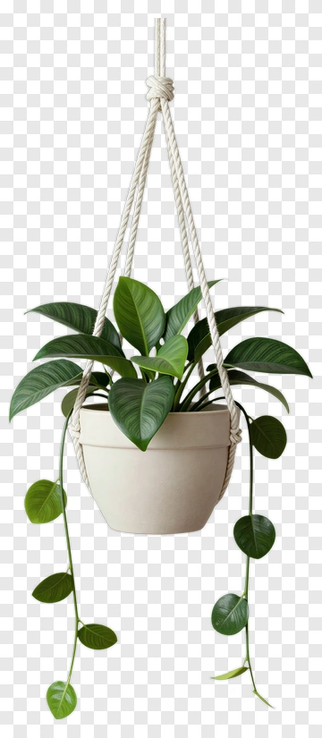 Hanging Plant In Macrame Pot PNG