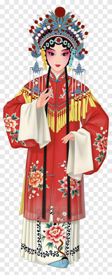 Peking Opera Performer In Red Costume PNG