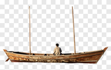 Person In A Wooden Boat On Water PNG