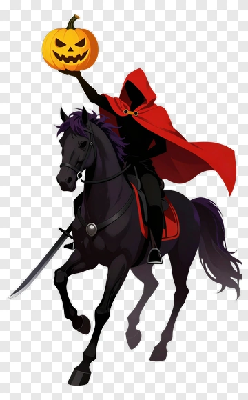Rider With Jack-o-lantern On Horse PNG