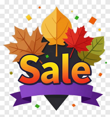 Autumn Sale With Leaves And Ribbon PNG