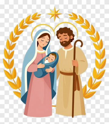 Holy Family With Wheat Wreath PNG