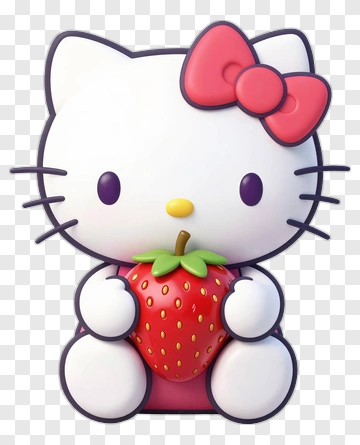 Hello Kitty Holding Strawberry PNG