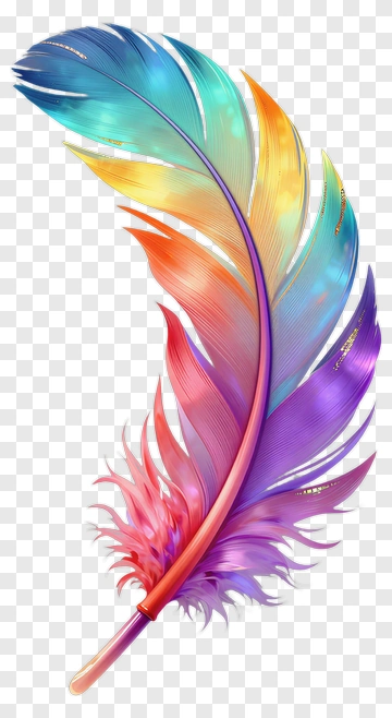 Vibrant Rainbow Feather PNG
