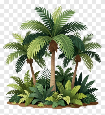 Tropical Palm Tree And Plants PNG