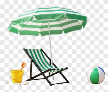 Beach Umbrella And Chair Setup PNG