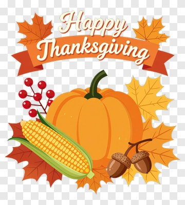 Happy Thanksgiving With Pumpkin And Corn PNG