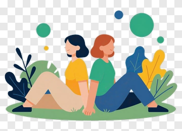 Two Friends Sitting Together PNG