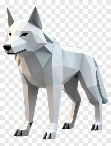 White Wolf 3D Model PNG
