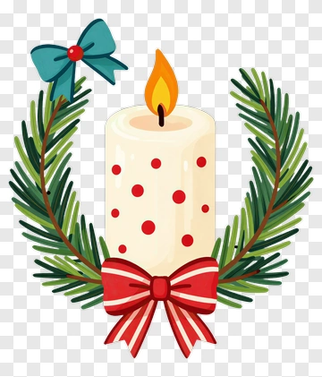 Candle In Christmas Wreath PNG