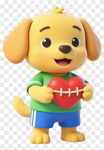 Cute Dog Holding Heart PNG