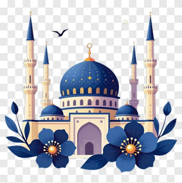 Blue Mosque With Flowers PNG