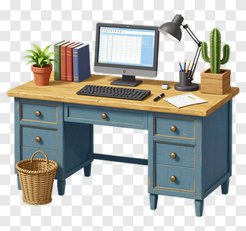 Minimalist Office Desk Setup PNG