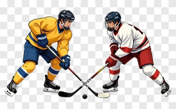 Two Hockey Players Facing Off PNG