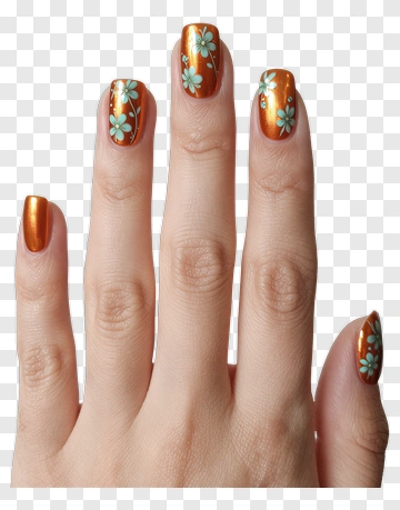 Orange Flower Nail Art PNG