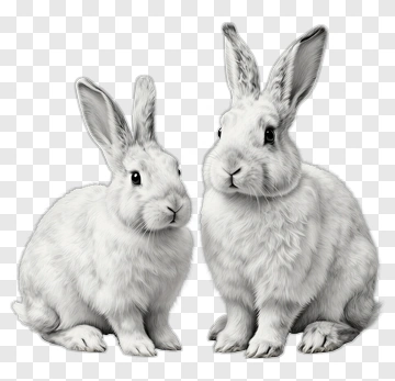 Two Rabbits Sitting Together PNG