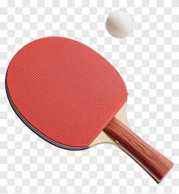 Red Table Tennis Paddle And Ball PNG
