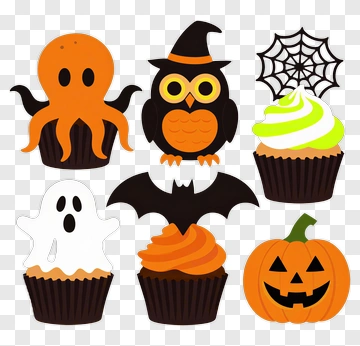 Halloween Cupcakes With Characters PNG