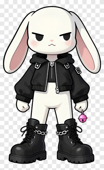 White Rabbit In Black Jacket PNG