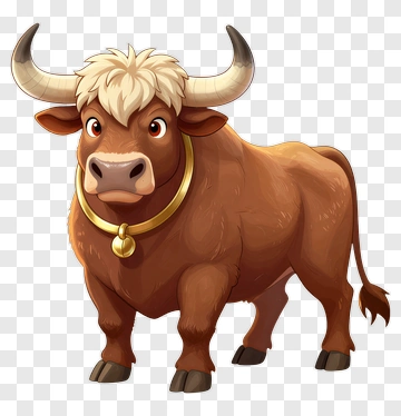 Cartoon Bull With Horns And Collar PNG
