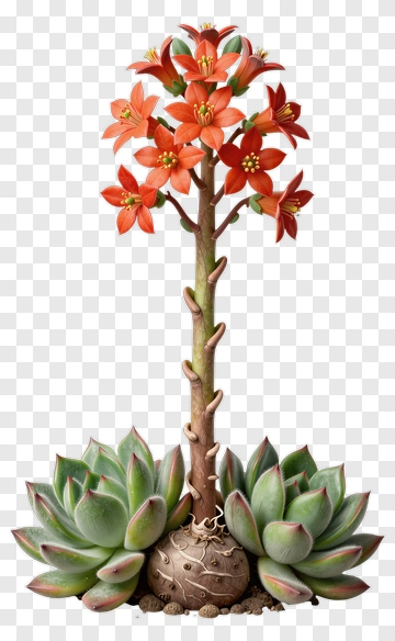 Orange Blossom With Succulent Base PNG